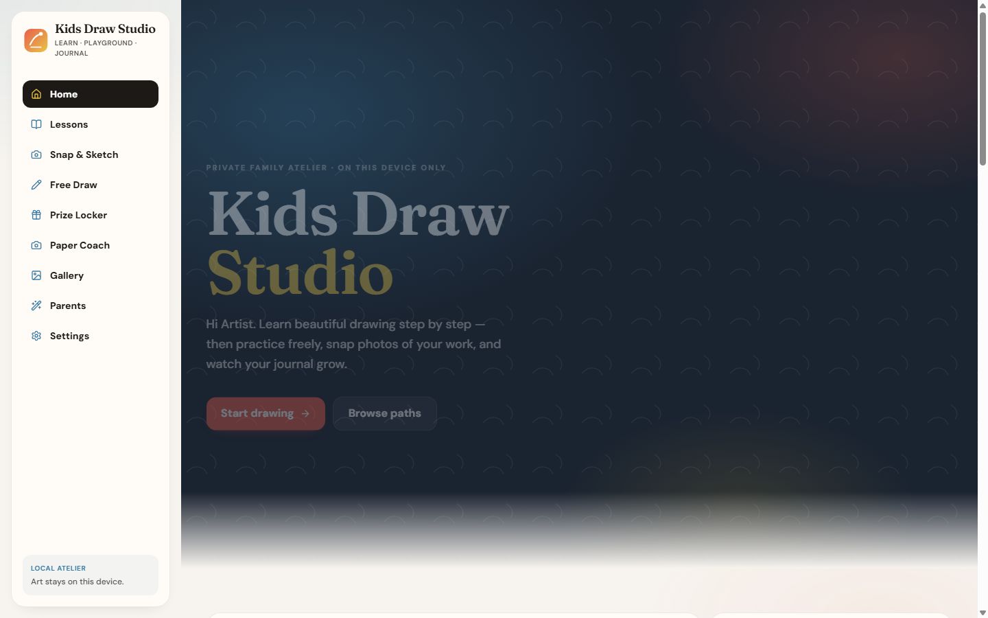 Kids Draw Studio homepage