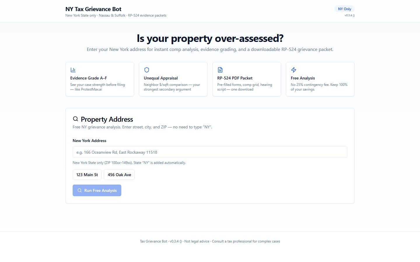 NY Tax Grievance Tool homepage